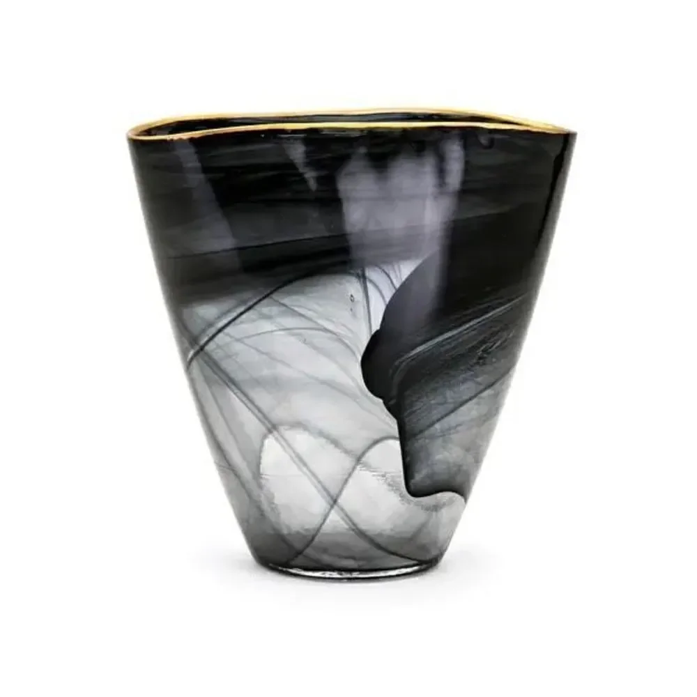 Goldsby Black and White Glass Vase 9.25 inches high x 9.25 inches wide x 4 inche